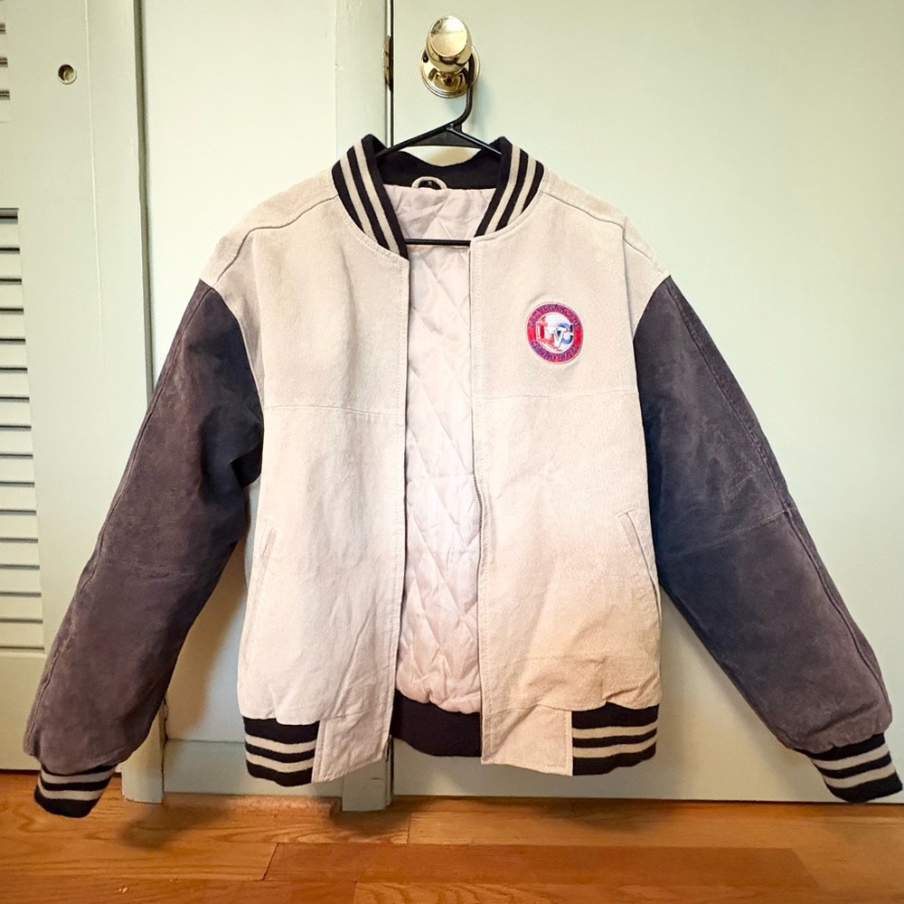 Vintage Casino 1980s Varsity Leather Suede Bomber Jacket Las Vegas Club Hotel M